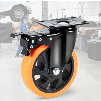 Caster Wheels, 127 mm Swivel Plate Casters, Set of 4, Heavy Duty 204 kg Load Capacity Per Caster - Image 3