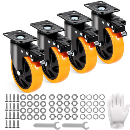 Caster Wheels, 127 mm Swivel Plate Casters, Set of 4, Heavy Duty 204 kg Load Capacity Per Caster - Image 5