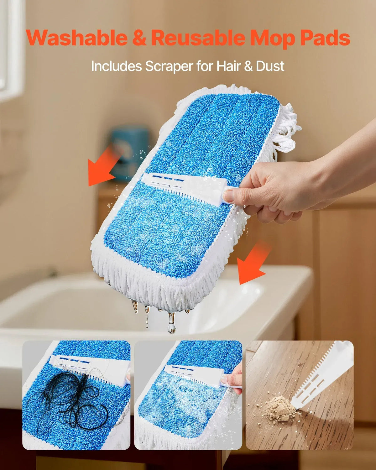 Spray Mop, with 3 Washable Pads for Dry and Wet Floor Cleaning & an 800ml Refillable Water Tank - Image 5