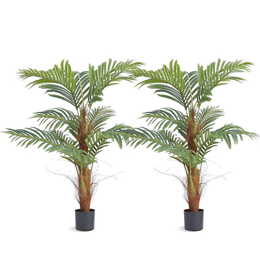 1219 mm Tall Artificial Palm Tree, Anti-Tip PE Faux Plant, Low-Maintenance Lifelike Greenery for Home, Office & Warehouse Decor, Indoor & Outdoor