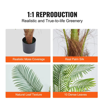 1219 mm Tall Artificial Palm Tree, Anti-Tip PE Faux Plant, Low-Maintenance Lifelike Greenery for Home, Office & Warehouse Decor, Indoor & Outdoor - Image 3