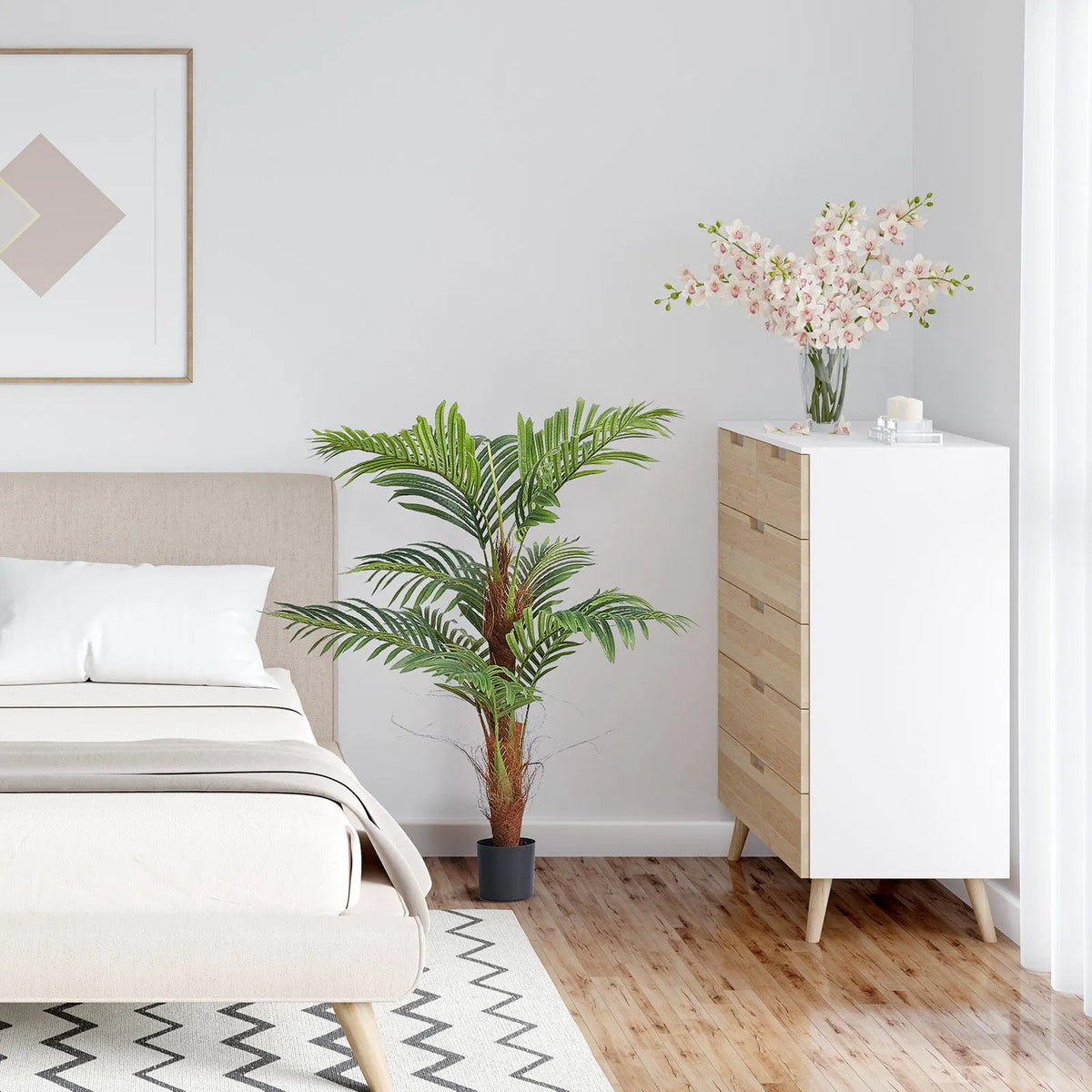 1219 mm Tall Artificial Palm Tree, Anti-Tip PE Faux Plant, Low-Maintenance Lifelike Greenery for Home, Office & Warehouse Decor, Indoor & Outdoor - Image 5