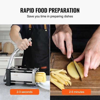 French Fry Cutter Manual Potato Slicer with 1/2 Inch & 3/8 Inch Stainless Steel Blades Potato Chopper Vegetable Cutter with Suction Base for Fries Carrots Cucumbers - Image 3