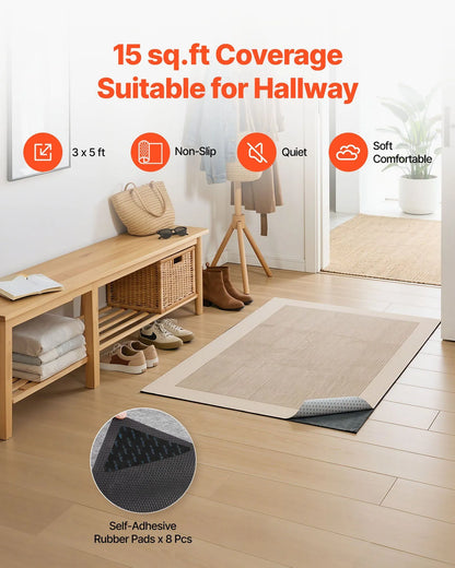 Rug Pad 0.91 x 1.52 m, Non-slip Carpet Area Pad, Rug Mat Padding with Dual Surface Felt Cushion & Rubber Gripper, Hardwood Floor Protection for All Floors, Finishes, Keeps Carpets in Place - Image 2