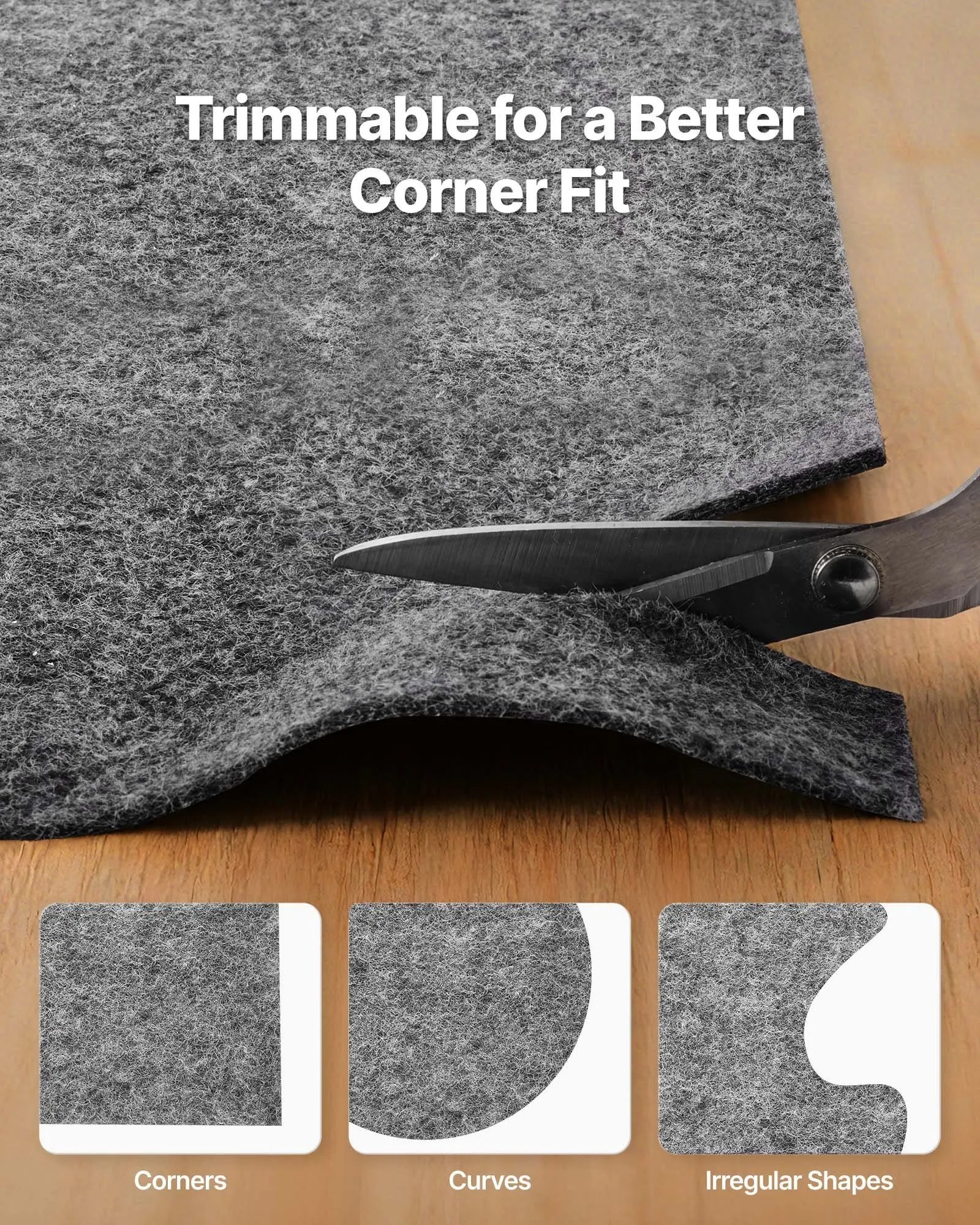 Rug Pad 0.91 x 1.52 m, Non-slip Carpet Area Pad, Rug Mat Padding with Dual Surface Felt Cushion & Rubber Gripper, Hardwood Floor Protection for All Floors, Finishes, Keeps Carpets in Place - Image 5