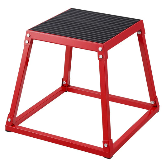 Plyometric Jump Box, 18 Inch Plyo Box, Steel Plyometric Platform and Jumping Agility Box, Red