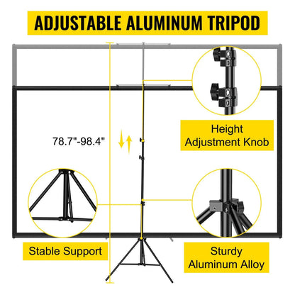 Tripod Projector Screen with Stand 70 inch 16:9 4K HD Projection Screen Stand Wrinkle-Free Height Adjustable Portable - Image 3