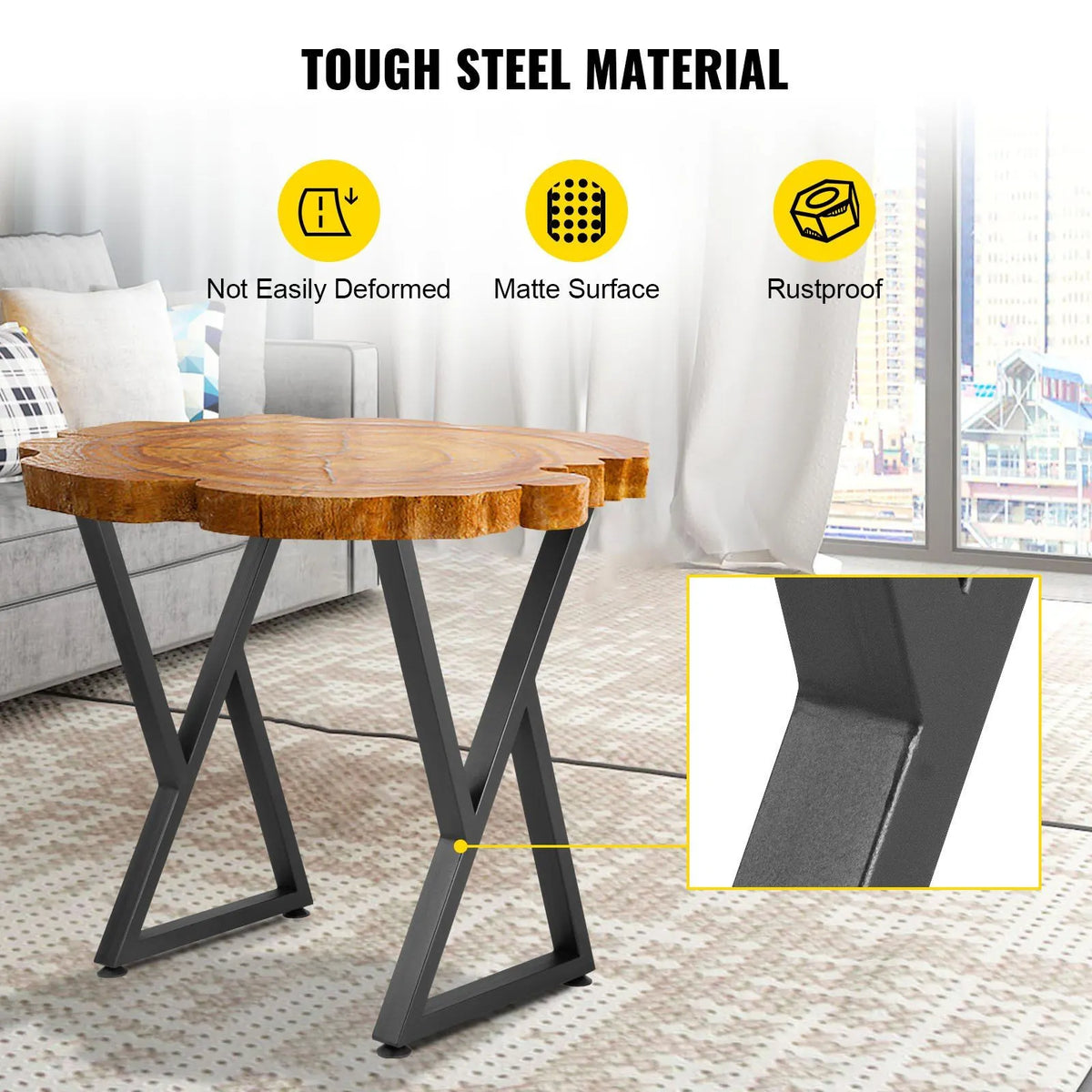 Set of 2 Z-Shape Metal Table Legs, 71.1 x 45.7 cm Heavy-Duty Wrought Iron Desk & Bench Legs, DIY Furniture Legs with Rubber Floor Protectors, Dining Table Mat Included - Image 2