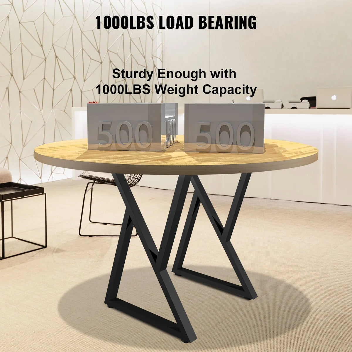 Set of 2 Z-Shape Metal Table Legs, 71.1 x 45.7 cm Heavy-Duty Wrought Iron Desk & Bench Legs, DIY Furniture Legs with Rubber Floor Protectors, Dining Table Mat Included - Image 4