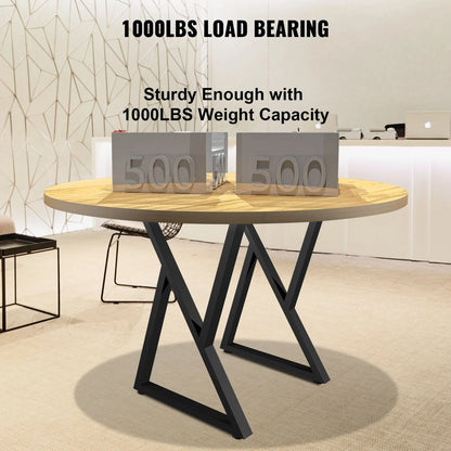 Set of 2 Z-Shape Metal Table Legs, 71.1 x 45.7 cm Heavy-Duty Wrought Iron Desk & Bench Legs, DIY Furniture Legs with Rubber Floor Protectors, Dining Table Mat Included - Image 4