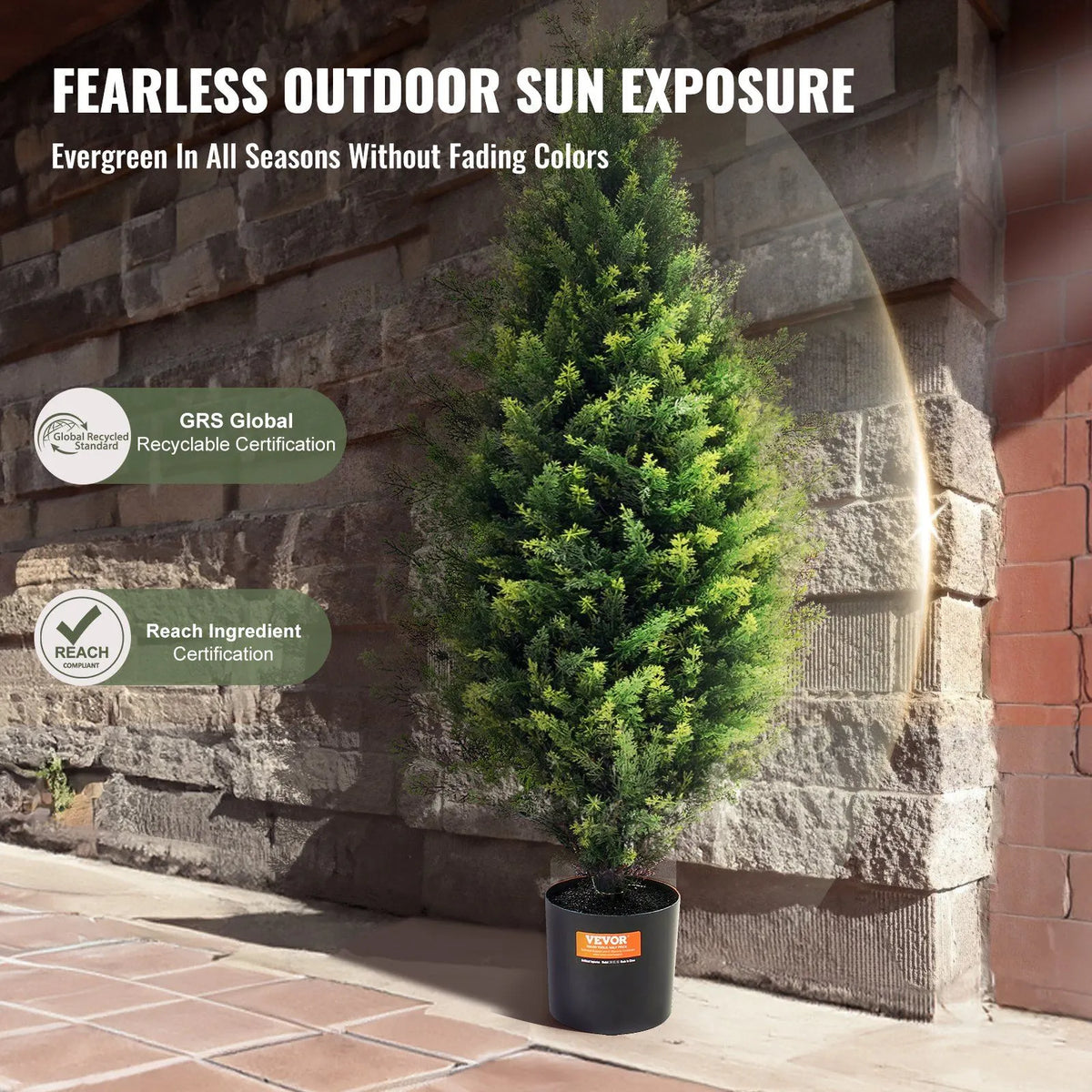 2 Pack 36 Inch Artificial Cedar Topiary Trees with Pots UV Resistant Faux Evergreen Pine Cypress Plants for Indoor Outdoor Home Decor - Image 3