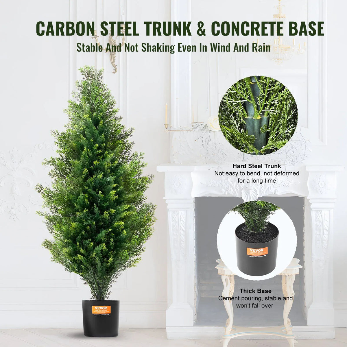 2 Pack 36 Inch Artificial Cedar Topiary Trees with Pots UV Resistant Faux Evergreen Pine Cypress Plants for Indoor Outdoor Home Decor - Image 4