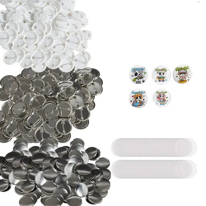500 Sets 1.25 inch 32mm Pin Back Button Parts, Plastic/Metal Button, Clear Film, Machine NOT Included