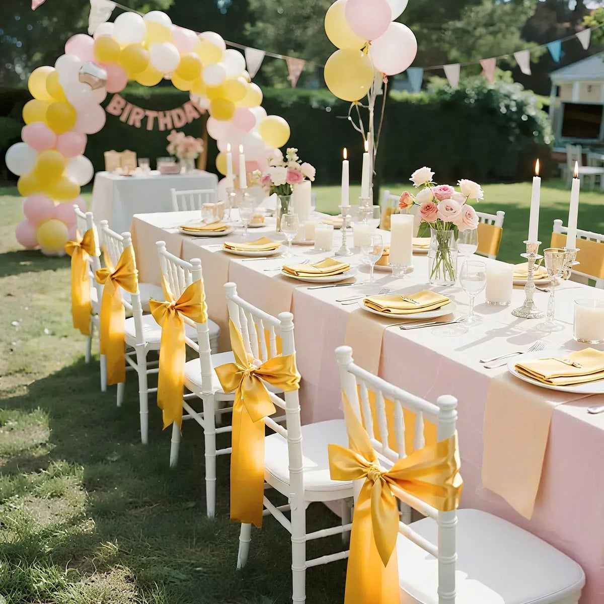 Stretch Spandex Chair Sashes Bows, Fitting Wedding, Holiday, Banquet, Party, Celebration Chair Decoration (50 PCS Gold) - Image 4
