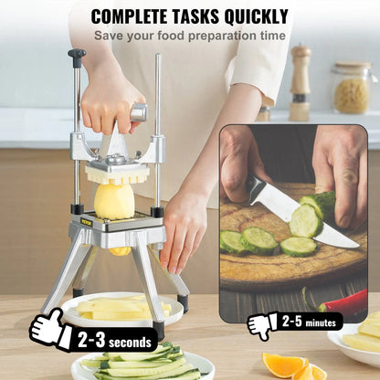 Commercial Vegetable Fruit Chopper 3/8 Inch Blade Heavy Duty Stainless Steel Food Dicer French Fry Cutter Onion Slicer for Potato Tomato Peppers Mushroom Silver - Image 2