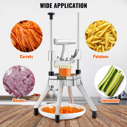 Commercial Vegetable Fruit Chopper 3/8 Inch Blade Heavy Duty Stainless Steel Food Dicer French Fry Cutter Onion Slicer for Potato Tomato Peppers Mushroom Silver - Image 3