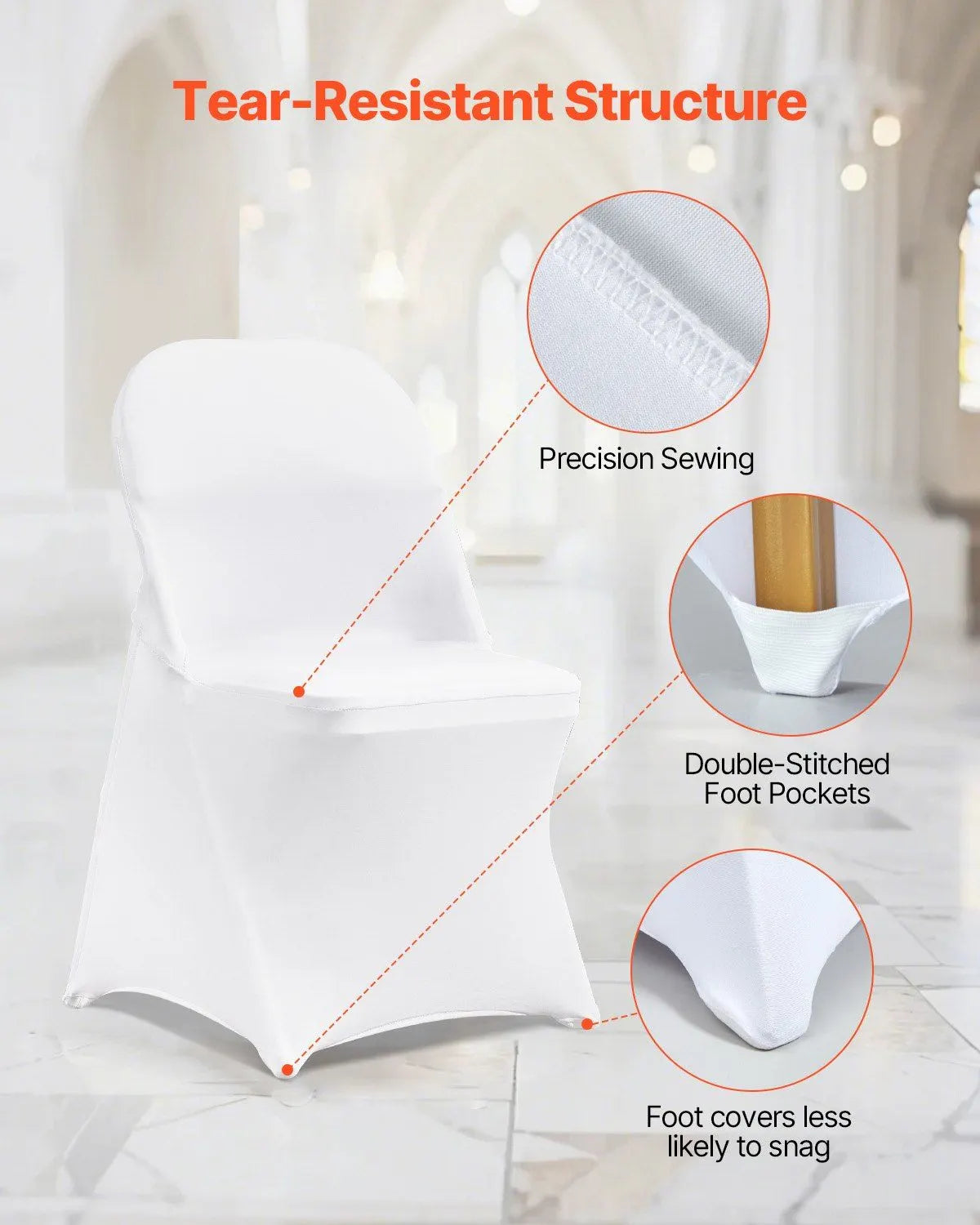 Stretch Spandex Folding Chair Covers, for Wedding, Holiday, Banquet, Party, Celebration, Dining (12PCS White) - Image 4