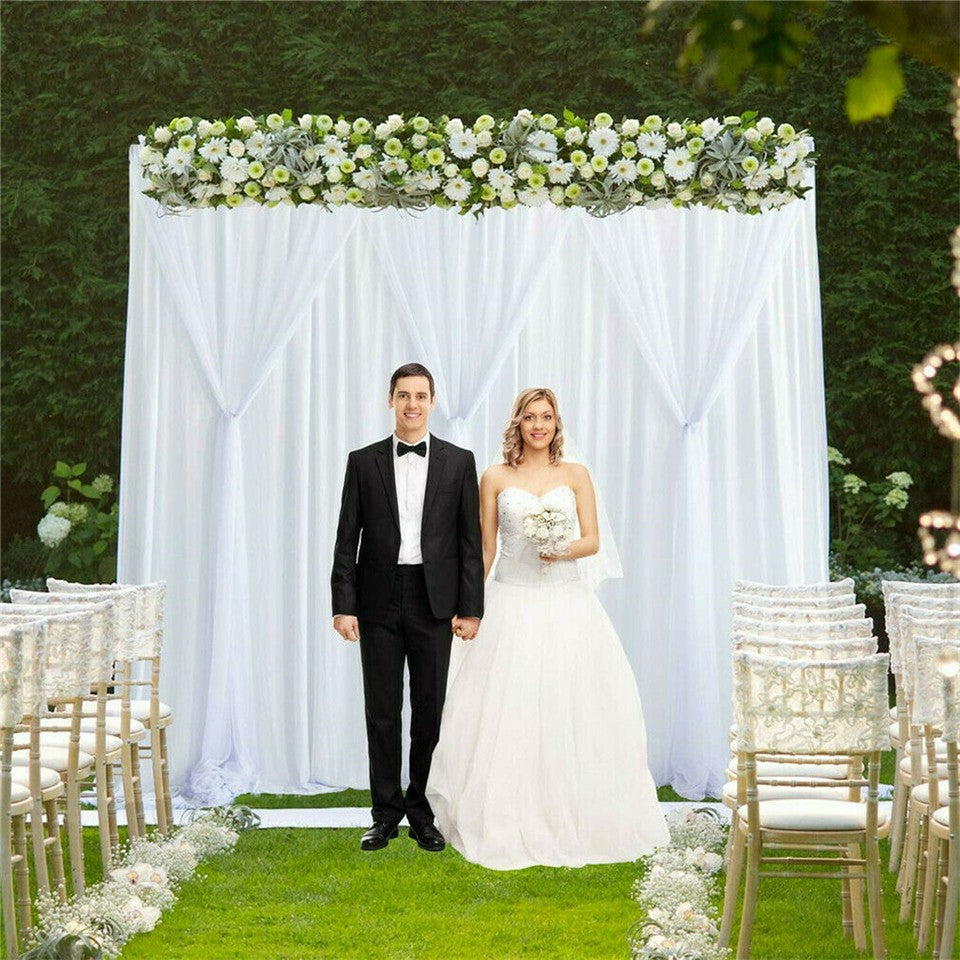 3mx6m 10ft Silk White Backdrop Drapes Curtain Wedding Ceremony Party Home Window Decor - Image 2
