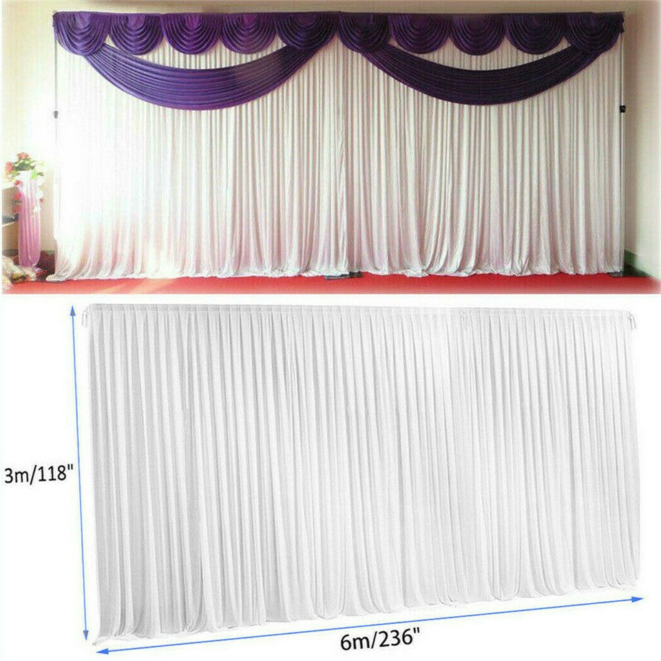 3mx6m 10ft Silk White Backdrop Drapes Curtain Wedding Ceremony Party Home Window Decor - Image 6