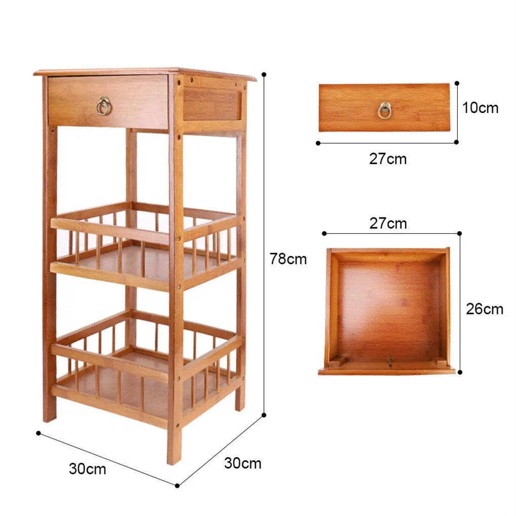 P&P Bamboo Bedside Table Nightstand Smooth Storage Side End Table with Drawers for Small Spaces - Image 4