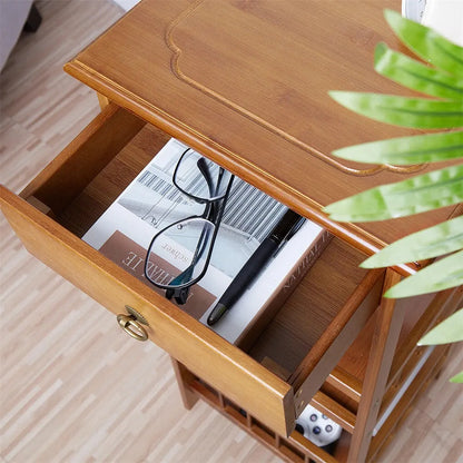 P&P Bamboo Bedside Table Nightstand Smooth Storage Side End Table with Drawers for Small Spaces - Image 5