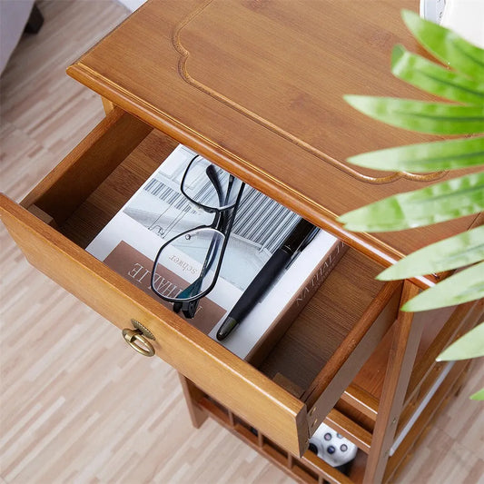 P&P Bamboo Bedside Table Nightstand Smooth Storage Side End Table with Drawers for Small Spaces - Image 5