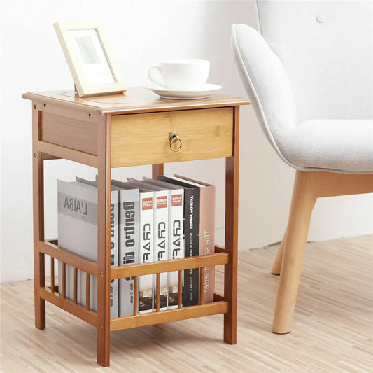 Classic Bedside Table Drawer Side Table Living Room Coffee Tea End Table - Image 2