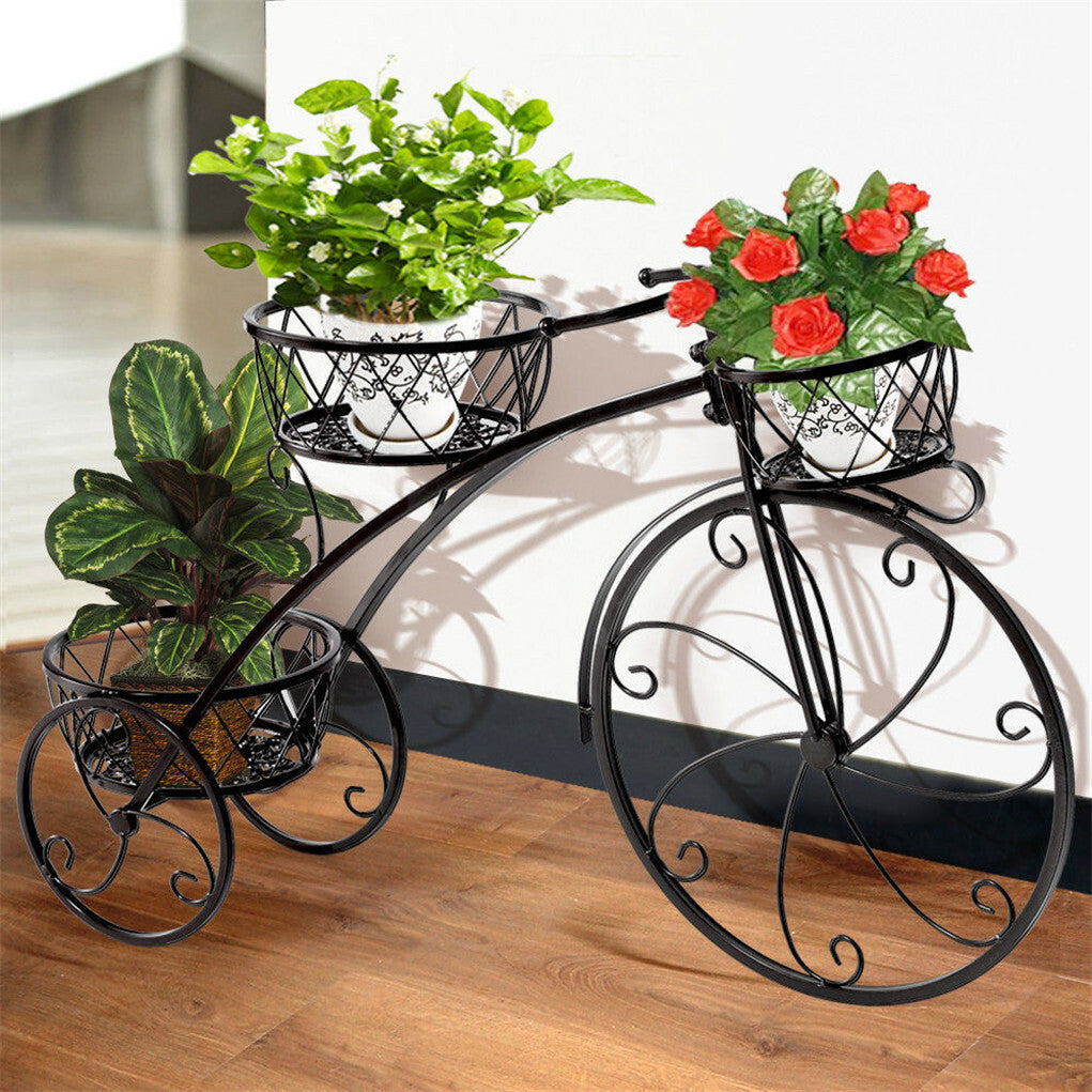 3 Tier Bicycle Style Flower Pots Indoor Outdoor Garden Shelf Rack Metal Plant Stand Au - Image 2