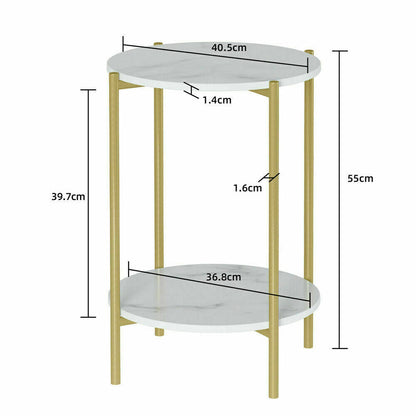 e Store - Marble Sofa Side End Table/Coffee Table with Shelf & Gold Iron Legs - Image 8