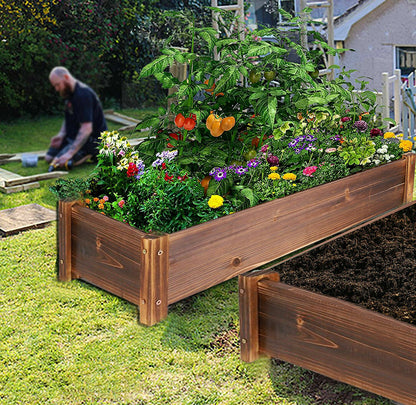 Large Rectangular Wooden Planters Garden Outdoor Flower Plant Herbs Pot Boxes - Image 2