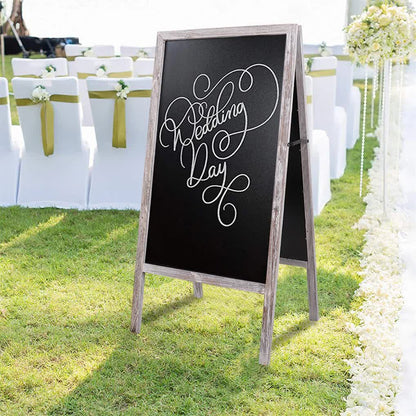 P&P Rustic Wooden Double-Sided Chalkboard Sign for Indoor & Outdoor Use - Image 3