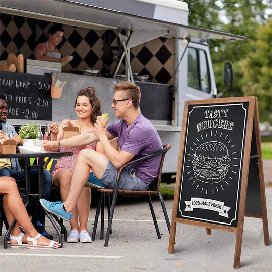 P&P Rustic Wooden Double-Sided Chalkboard Sign for Indoor & Outdoor Use - Image 2