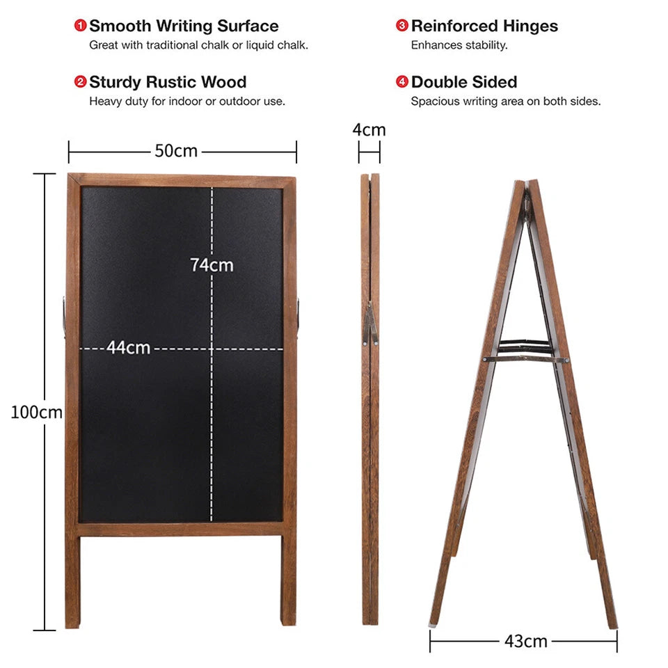 P&P Rustic Wooden Double-Sided Chalkboard Sign for Indoor & Outdoor Use - Image 4