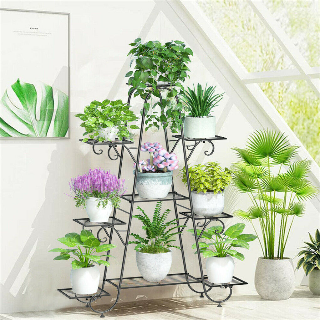 Stable 7 Tier Metal Plant Stand Flower Pot Rack Display Holder Shelf Home Garden - Image 3