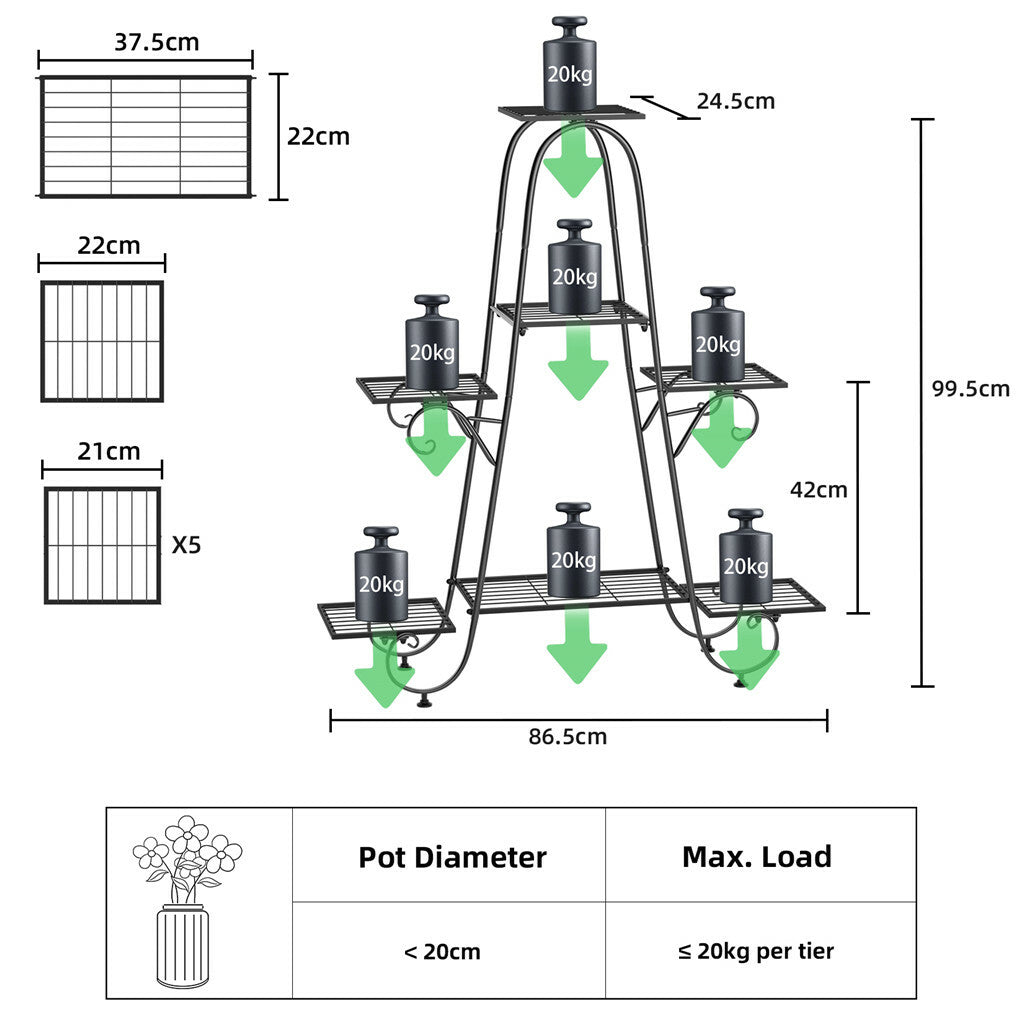 Stable 7 Tier Metal Plant Stand Flower Pot Rack Display Holder Shelf Home Garden - Image 4