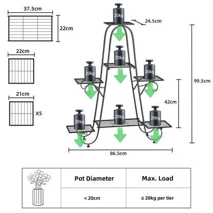 Stable 7 Tier Metal Plant Stand Flower Pot Rack Display Holder Shelf Home Garden - Image 4