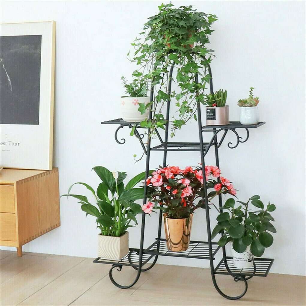 Stable 7 Tier Metal Plant Stand Flower Pot Rack Display Holder Shelf Home Garden - Image 5