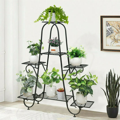 Stable 7 Tier Metal Plant Stand Flower Pot Rack Display Holder Shelf Home Garden - Image 6