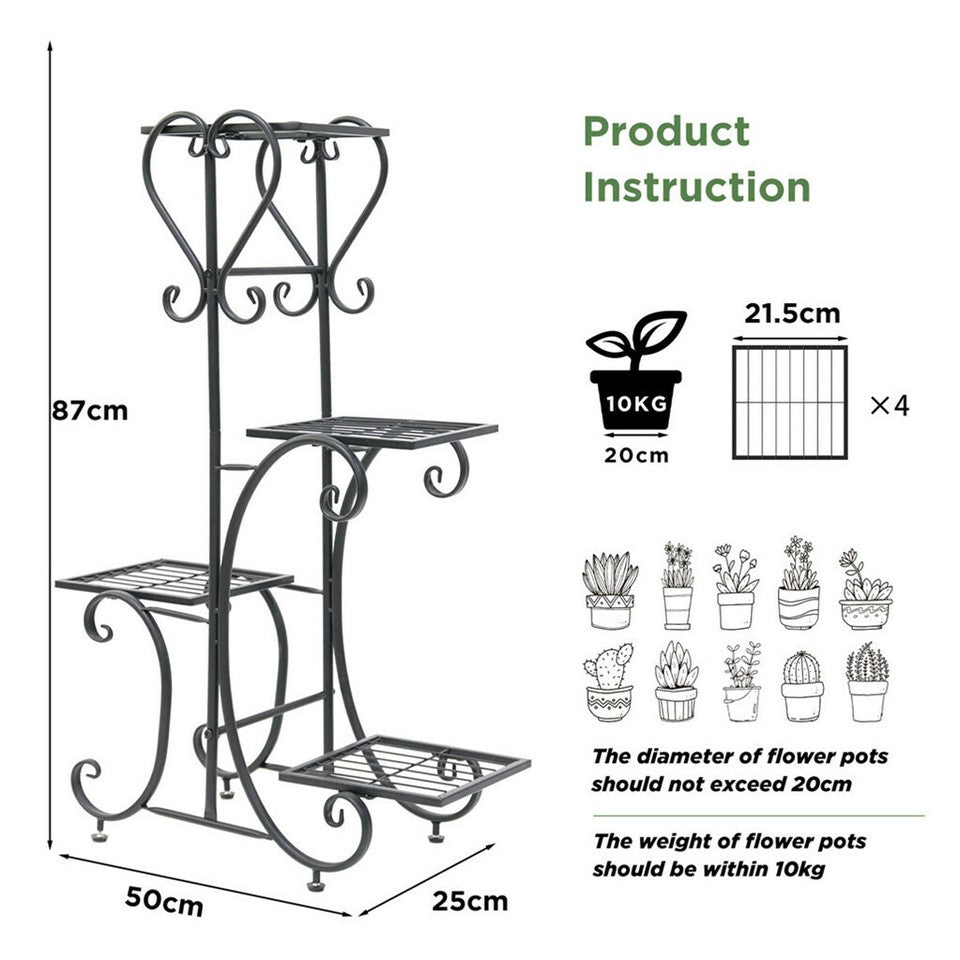 4-Tier Heavy Duty Plant Potted Stand Flower Planters Display Rack Outdoor Indoor - Image 7