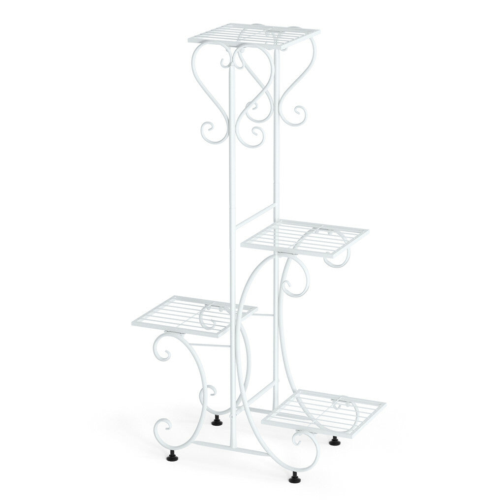 White Practical Plant Stand Wrought Iron Flower Pot Holder Corner Plant Shelf Organize - Image 3