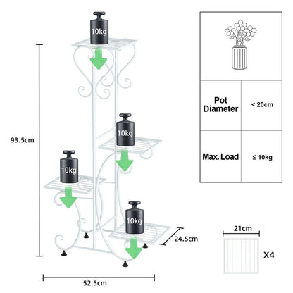White Practical Plant Stand Wrought Iron Flower Pot Holder Corner Plant Shelf Organize - Image 8