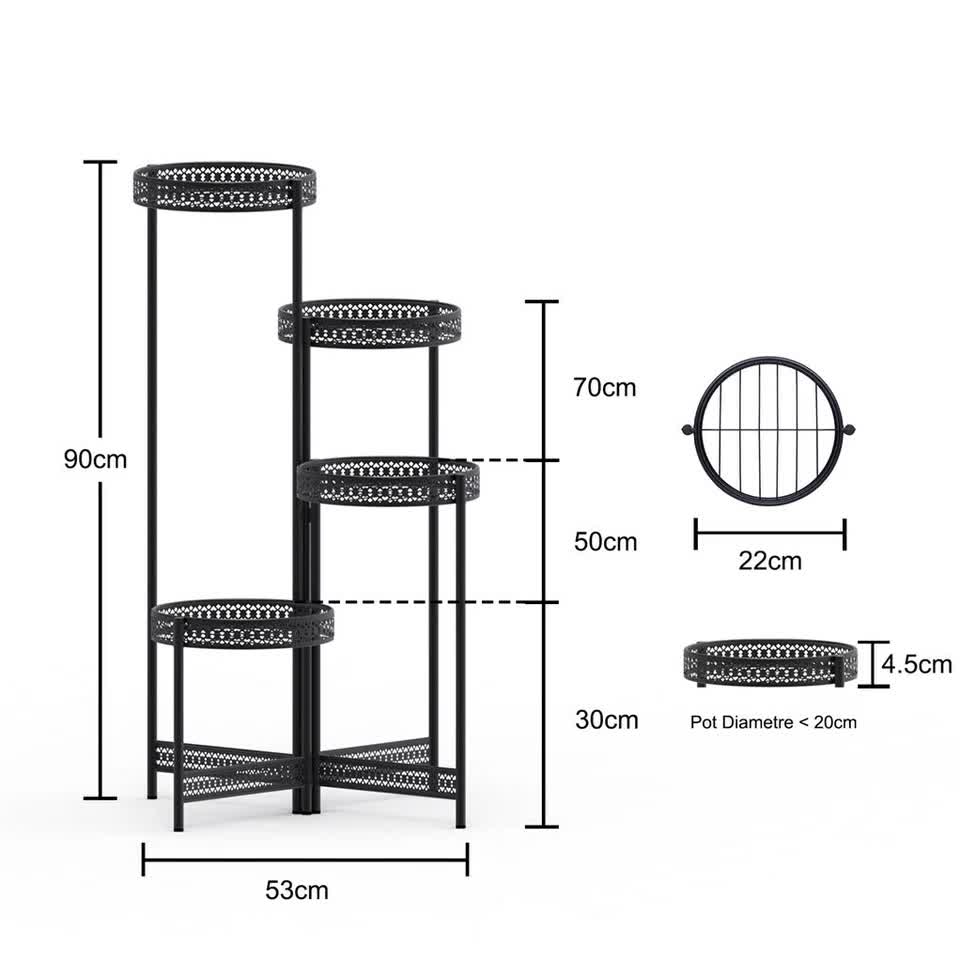 4 Tier Foldable Corner Tall Plant Stand Metal Flower Display Rack Indoor Outdoor - Image 4