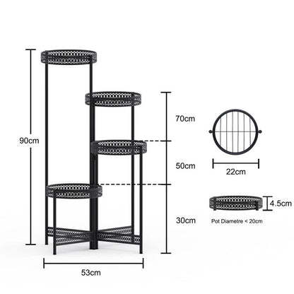 4 Tier Foldable Corner Tall Plant Stand Metal Flower Display Rack Indoor Outdoor - Image 4