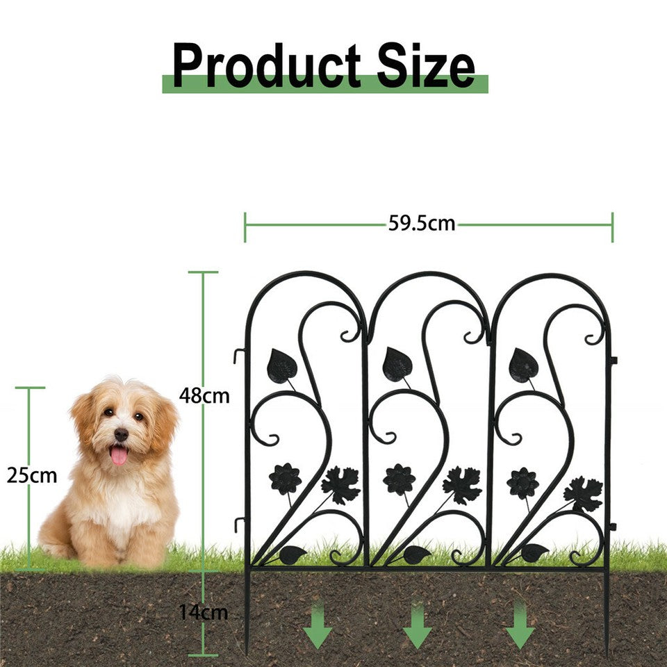5-Piece Decorative Garden Fence Black Metal Wire Patio - Image 2