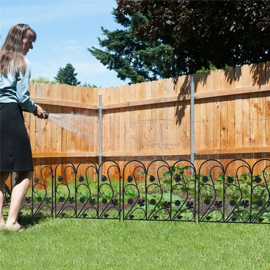 5-Piece Decorative Garden Fence Black Metal Wire Patio - Image 6
