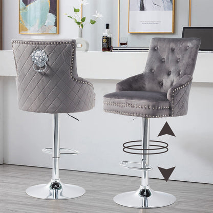 Elegant Swivel Bar Stool Velvet Airlift Counter Height Bar Kitchen Dining Chair - Image 2