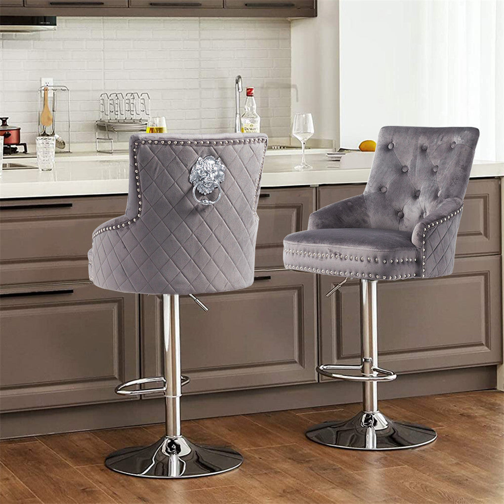 Elegant Swivel Bar Stool Velvet Airlift Counter Height Bar Kitchen Dining Chair - Image 4