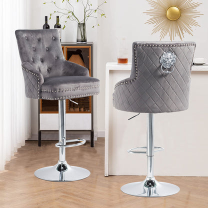 Elegant Swivel Bar Stool Velvet Airlift Counter Height Bar Kitchen Dining Chair - Image 5