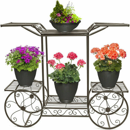 6 Tiers Garden Cart Stand & Flower Pot Plant Holder Display Rack Parisian Style - Image 2