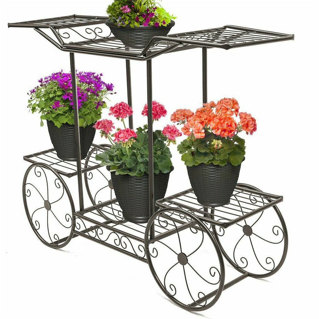 6 Tiers Garden Cart Stand & Flower Pot Plant Holder Display Rack Parisian Style - Image 6